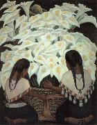 Diego Rivera Sale Flowers oil on canvas